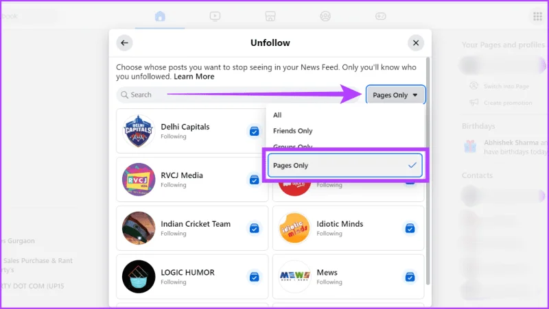 Comment ne plus suivre les pages Facebook auxquelles vous n'êtes plus lié