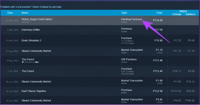Comment corriger l'erreur d'achat (transaction) en attente sur Steam