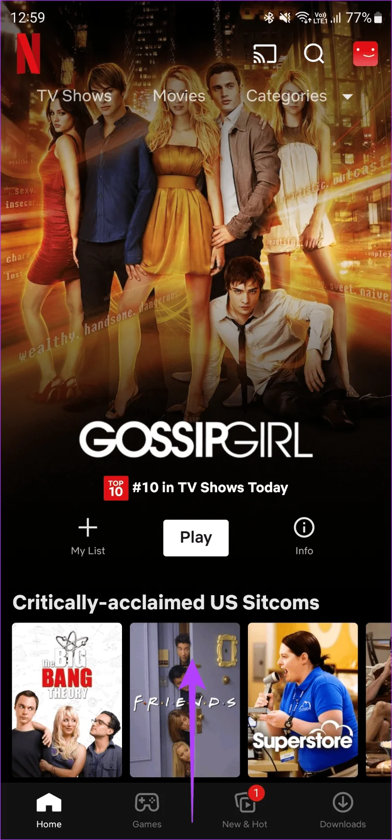 Redémarrage de l'application Netflix