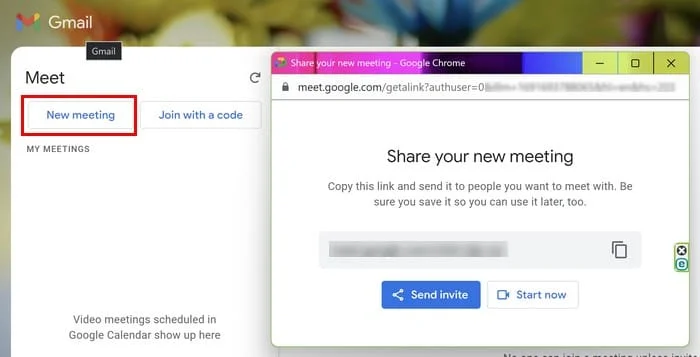 Începerea unei sesiuni Google Meet din Gmail