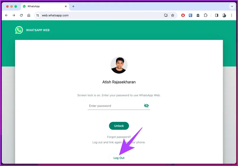 Uitloggen van WhatsApp Web