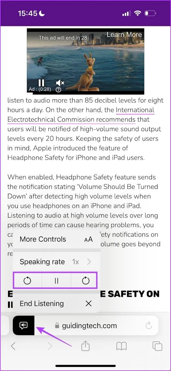 Hoe u een webpagina hardop kunt voorlezen in Safari op de iPhone