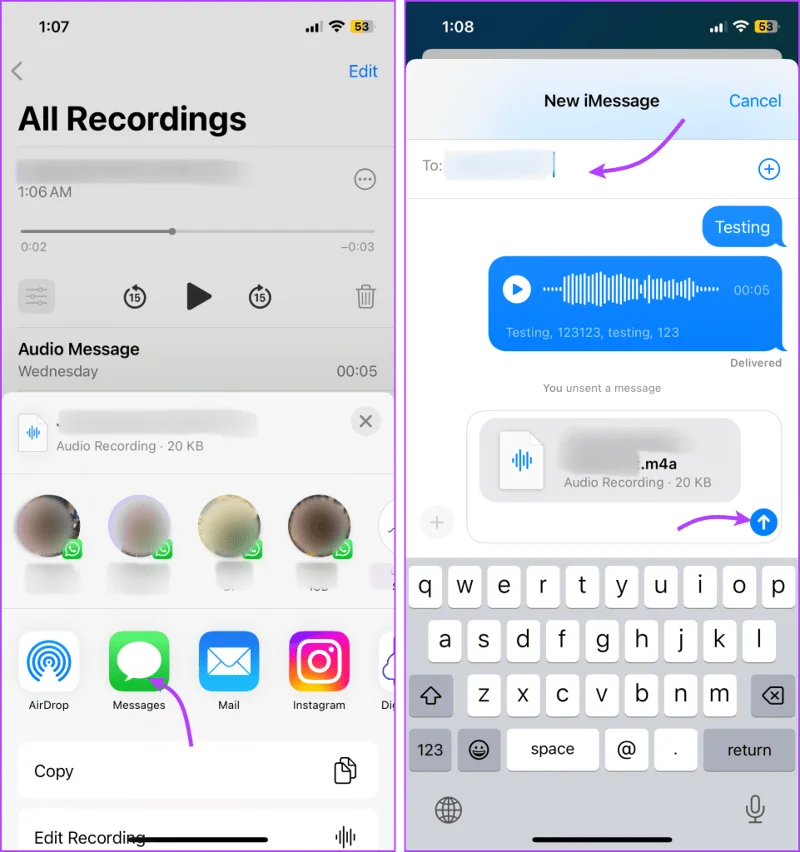 Een spraakbericht verzenden op de iPhone (iOS 17 bijgewerkt)
