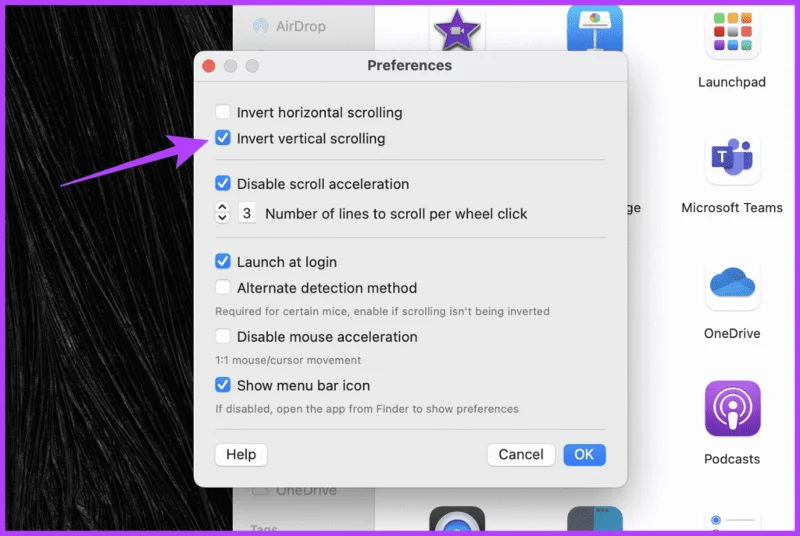 Come invertire la direzione di scorrimento su Mac