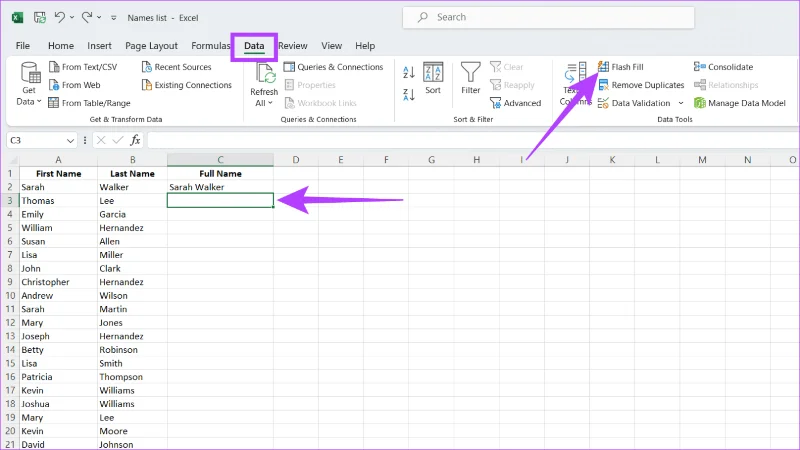 أفضل 6 طرق للجمع بين الأسماء الأولى والأخيرة في Microsoft Excel