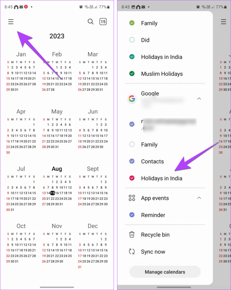 12 correzioni per il calendario Samsung che non mostra eventi e festività