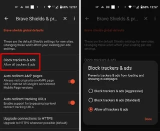 Brave para Android: Cómo Configurar la Configuración del Bloqueador de Anuncios
