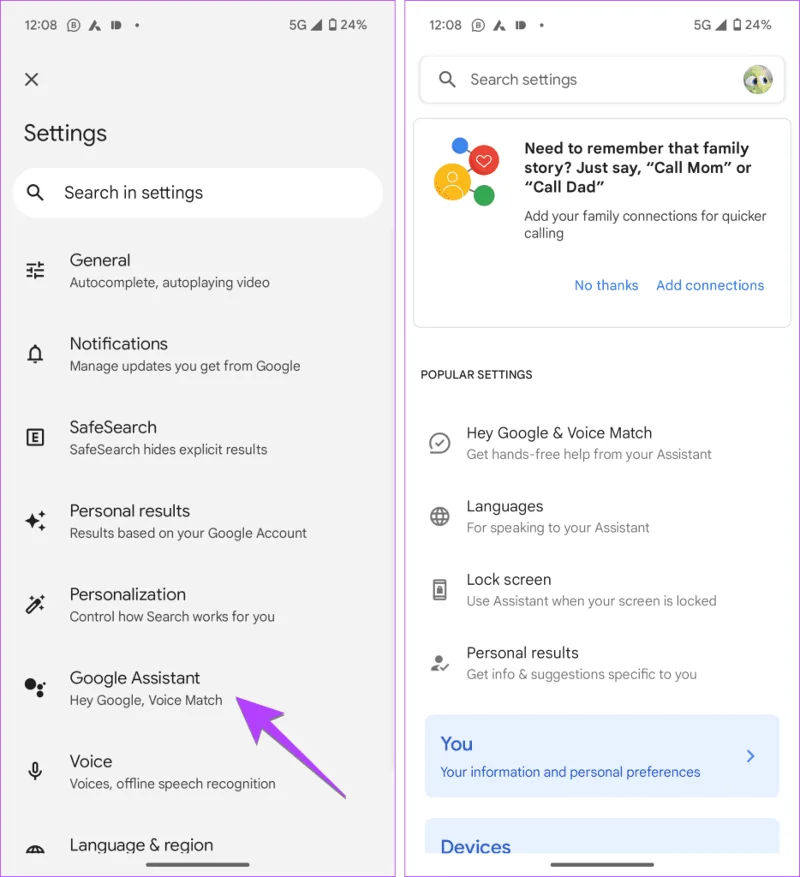 Hoe Google Assistent-instellingen te openen