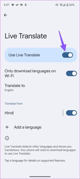 Paramètres de traduction