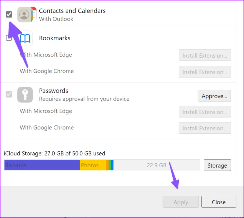 Configurer iCloud sous Windows