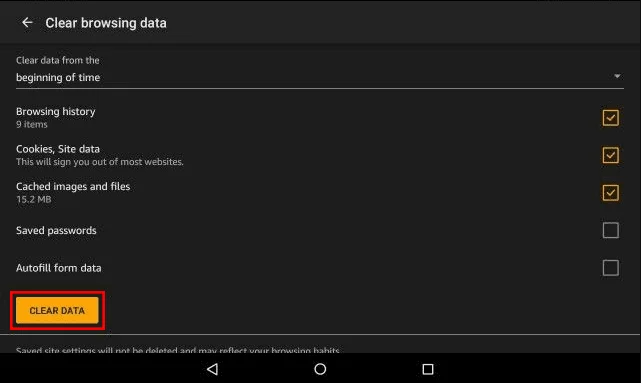 Amazon Fire: Browsercache, Geschiedenis of Cookies Wissen