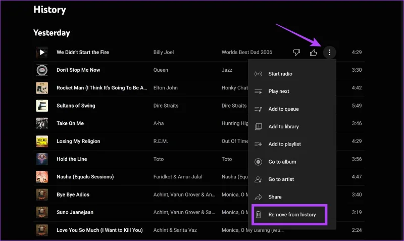 Come visualizzare ed eliminare la cronologia musicale di YouTube