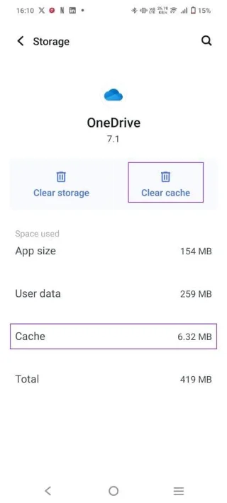 Effacer le cache OneDrive sur Android
