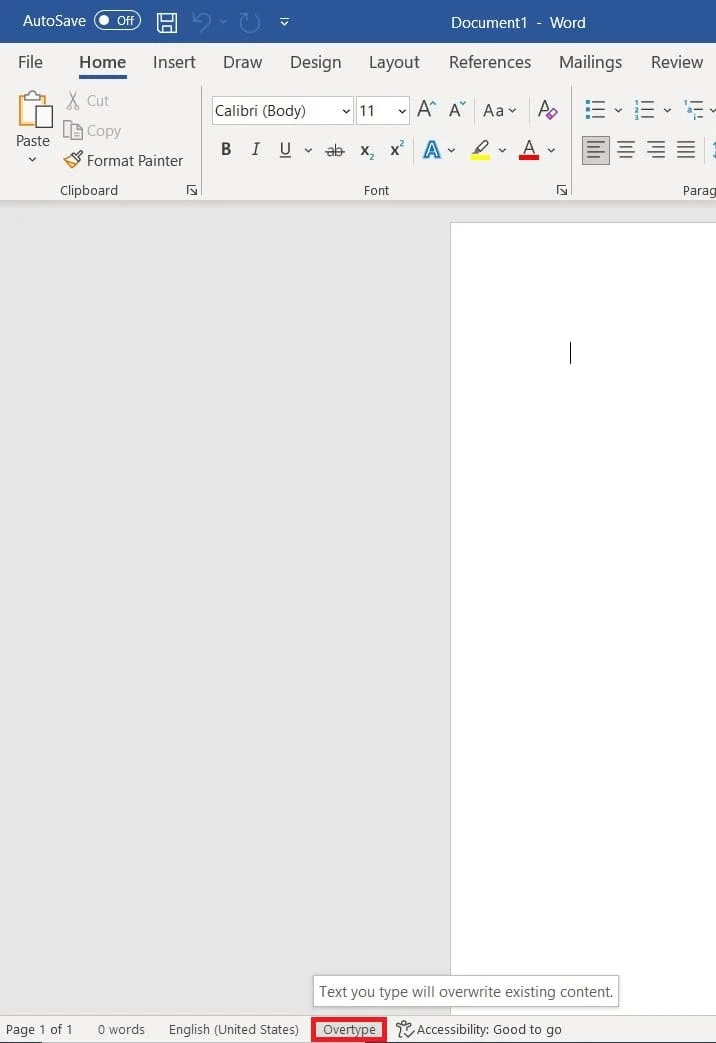 Waarom wordt tekst overschreven in Word?