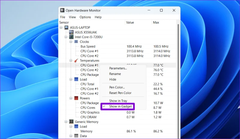 Cómo mostrar la temperatura de la CPU en Windows