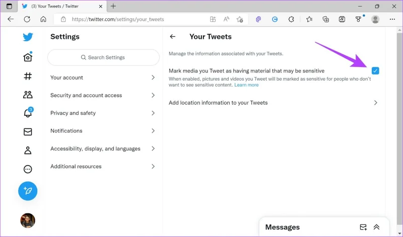 วิธีดูเนื้อหาที่ละเอียดอ่อนบน Twitter
