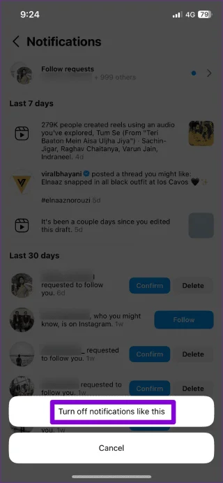 Come smettere di vedere post e notifiche dei thread su Instagram