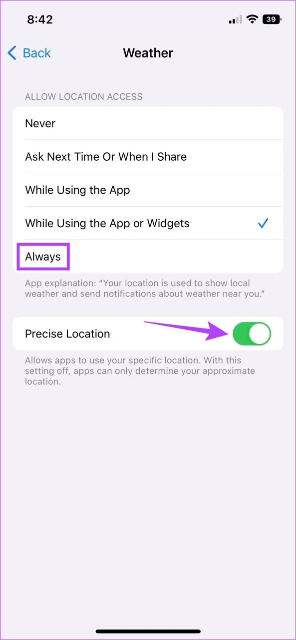 9 formas de arreglar la aplicación meteorológica de Apple que no funciona en iPhone