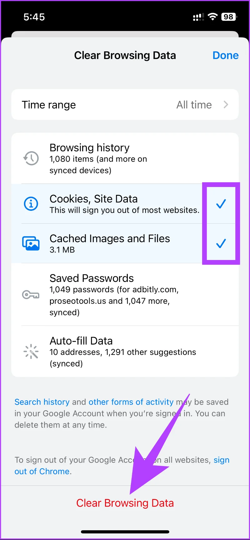 วิธีล้างคุกกี้และแคชใน Chrome สำหรับไซต์เดียว