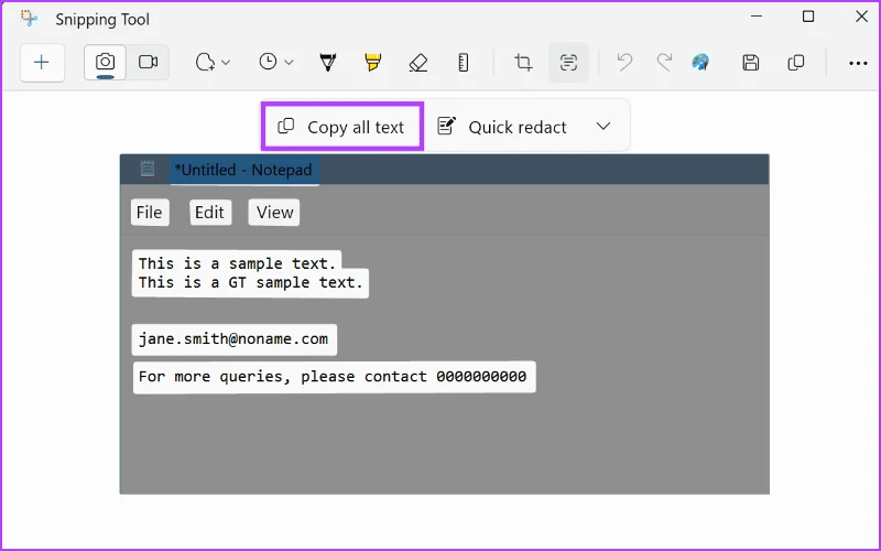 Cómo utilizar las acciones de texto de la herramienta Recortes en Windows 11