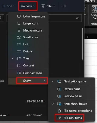 Cómo mostrar archivos ocultos en Windows 11