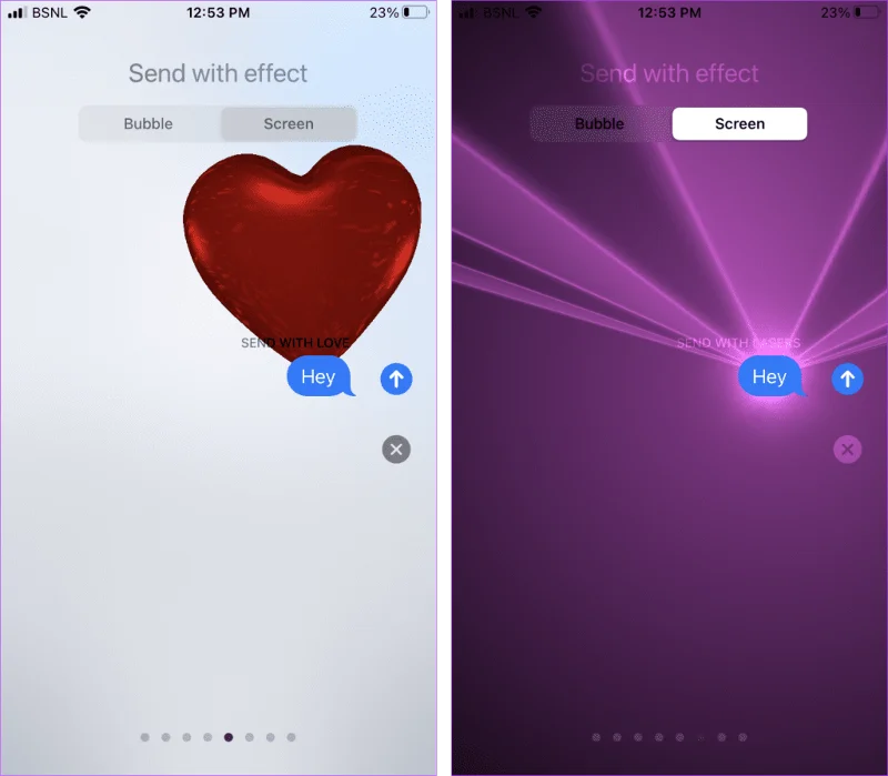 Top 9 iMessage-trucs zoals Pew Pew om speciale effecten op de iPhone toe te voegen