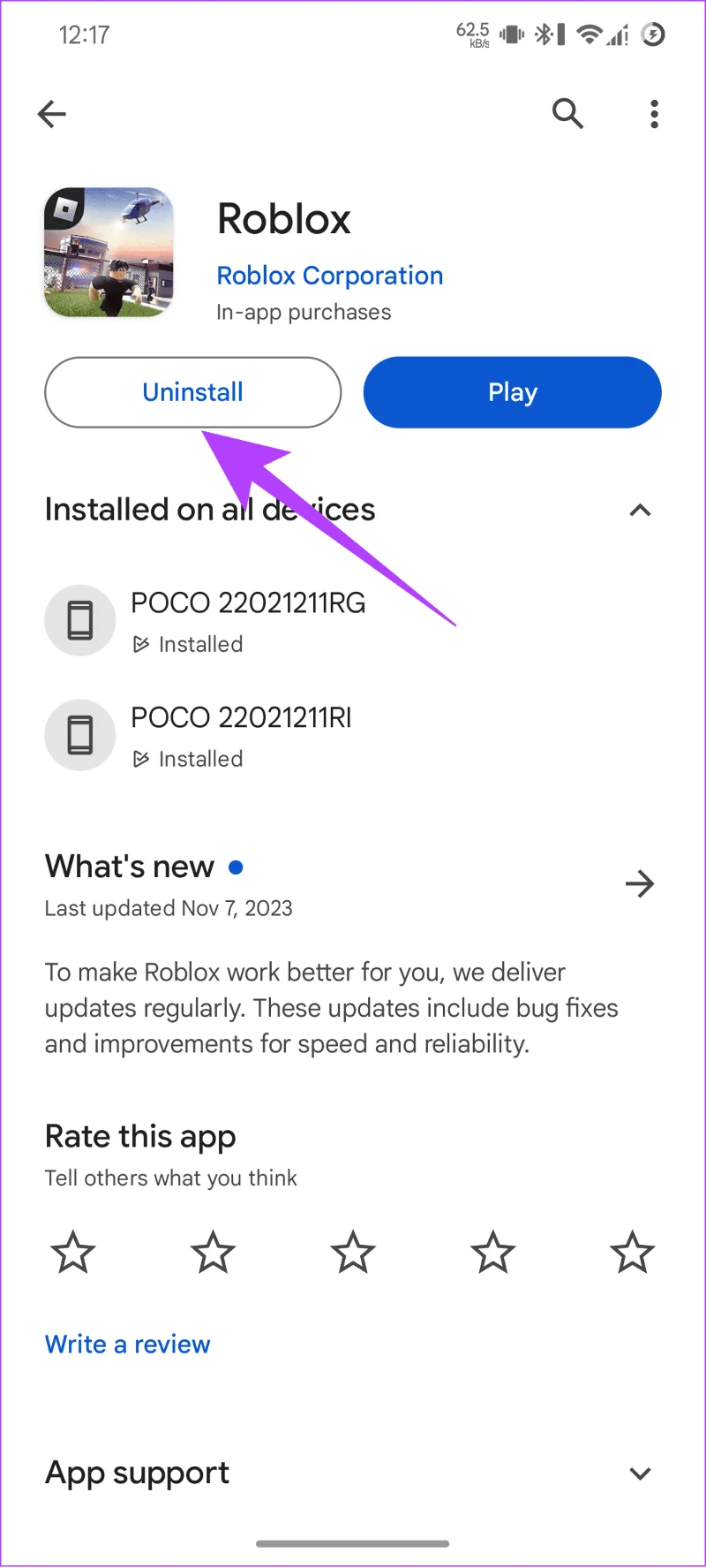 Desinstalar Roblox en Android