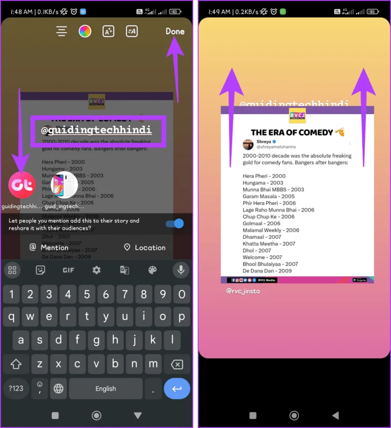 Come taggare/menzionare qualcuno nella storia di Instagram senza che venga mostrato