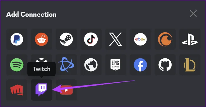 Sélectionner Twitch