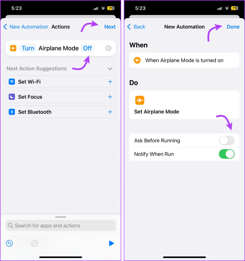 Hoe u de vliegtuigmodus automatisch in- of uitschakelt op iOS