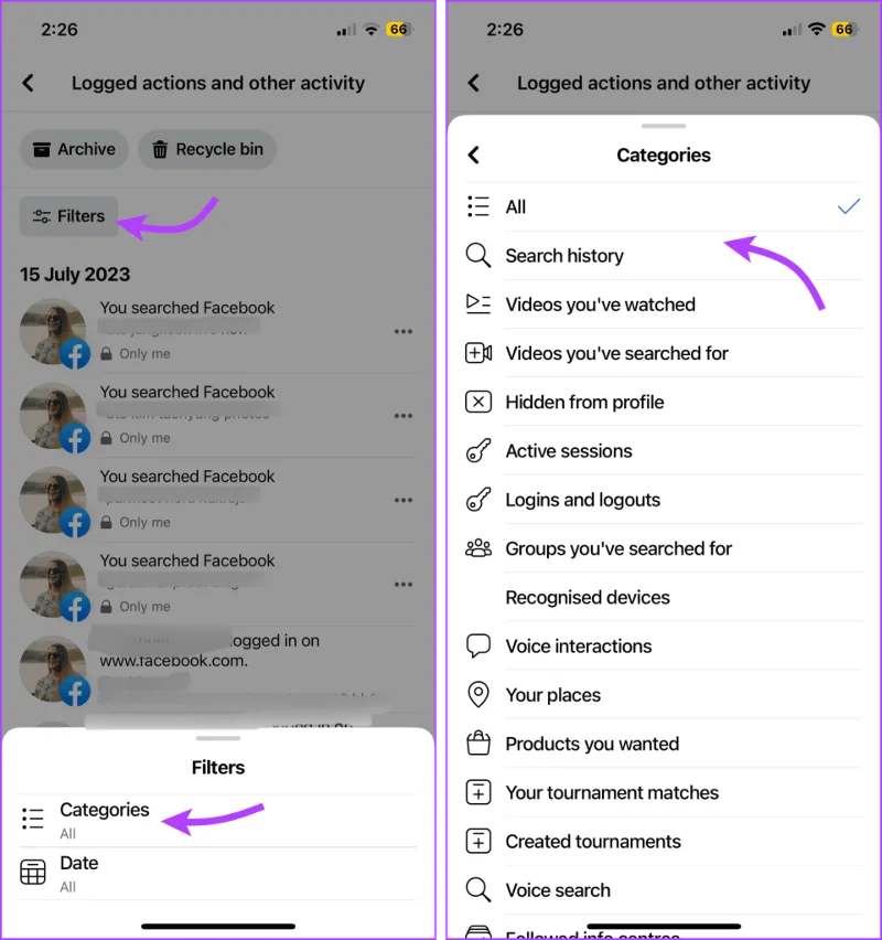 Facebook-zoeksuggesties wissen van iPhone, Android, Windows of Mac