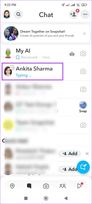 Come disattivare la notifica di digitazione su Snapchat