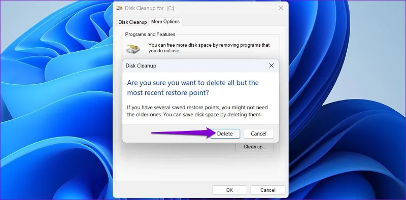 3 formas de eliminar puntos de restauración antiguos en Windows 11