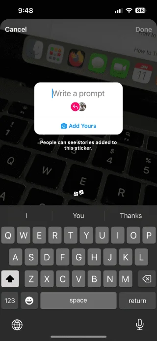 Comment utiliser l'autocollant «&nbsp;Ajouter le vôtre&nbsp;» sur une histoire Instagram