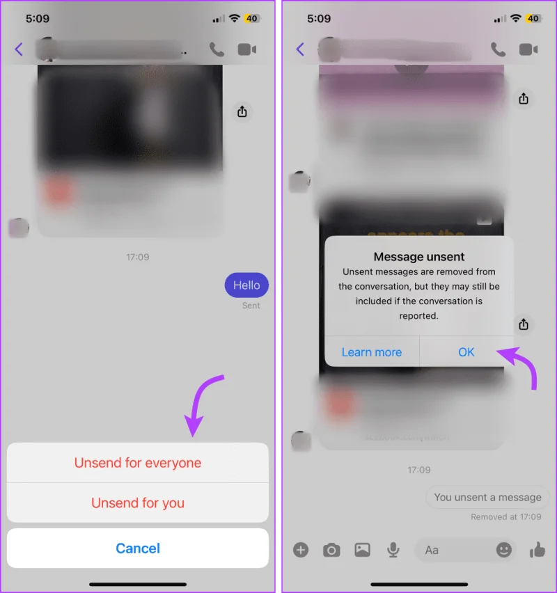 Comment supprimer les anciens messages sur Facebook Messenger des deux côtés