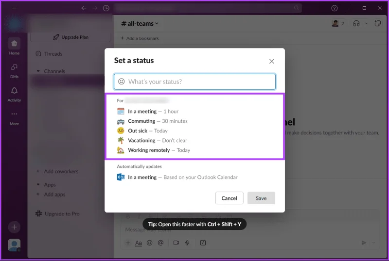 Come mantenere sempre attivo lo stato Slack