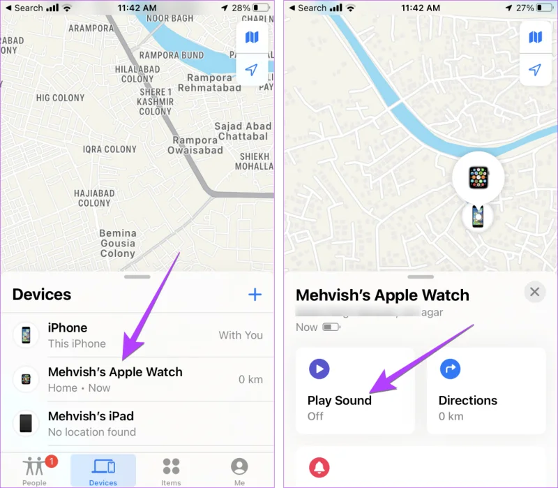 Come eseguire il ping di Apple Watch da iPhone e Vice Versa