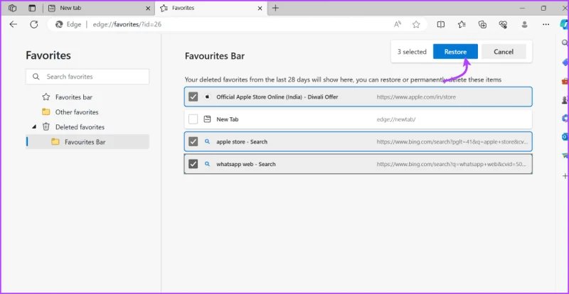 Hoe verwijderde favorieten in Microsoft Edge te herstellen