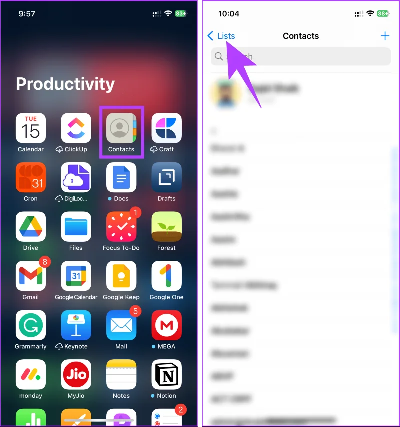 Contacten op iOS