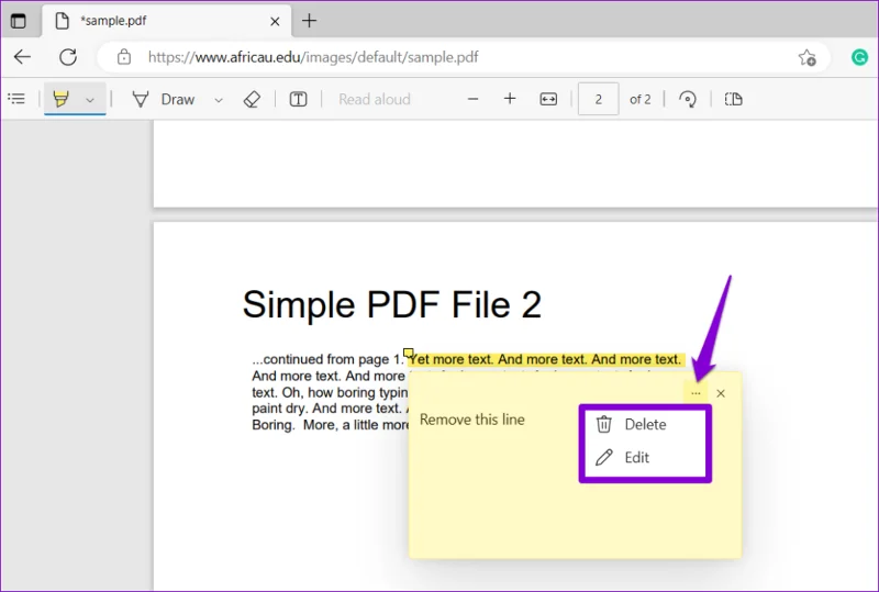 วิธีแก้ไข PDF โดยใช้ตัวแก้ไข PDF ในตัวของ Microsoft Edge