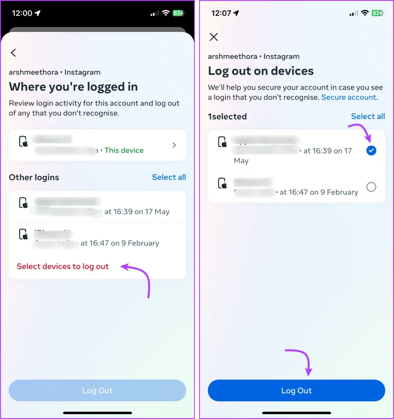 Comment examiner et supprimer des comptes Instagram d'autres appareils