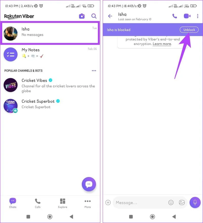 Come bloccare o sbloccare qualcuno sull'app Viber
