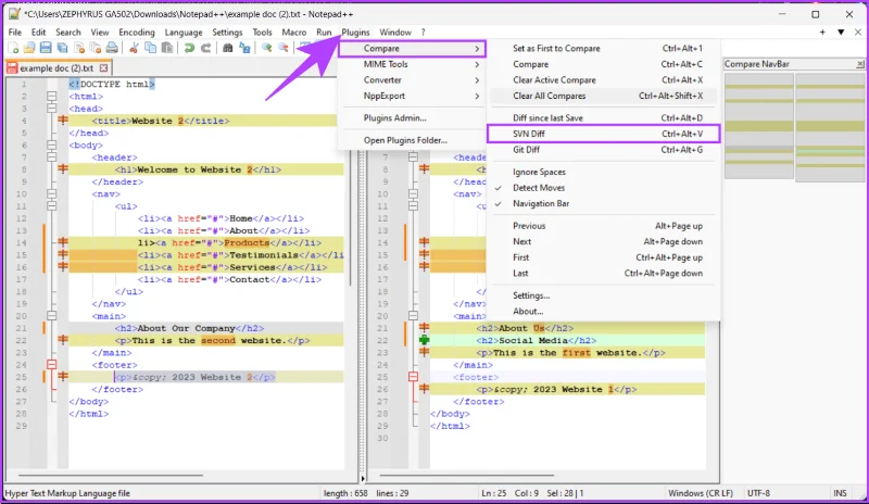 Notepad++ で 2 つのファイルを比較する方法: 総合ガイド