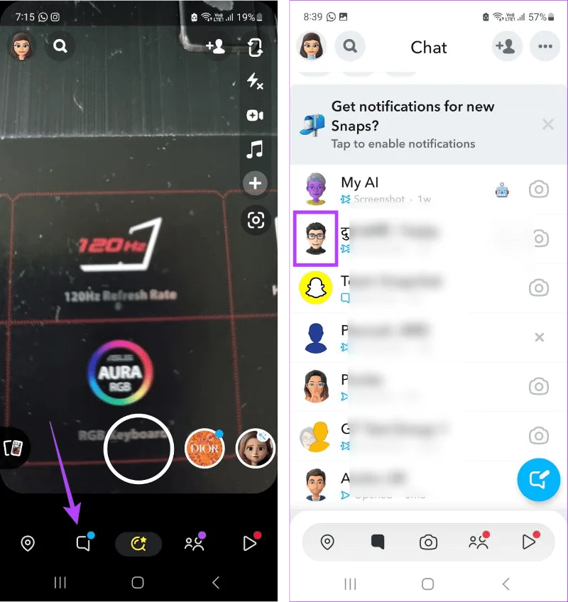 Come disattivare la notifica di digitazione su Snapchat