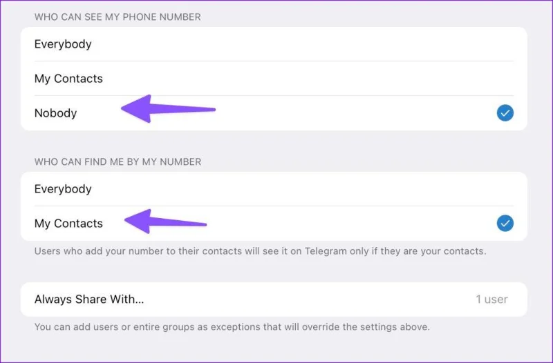 Comment masquer votre numéro de téléphone sur Telegram