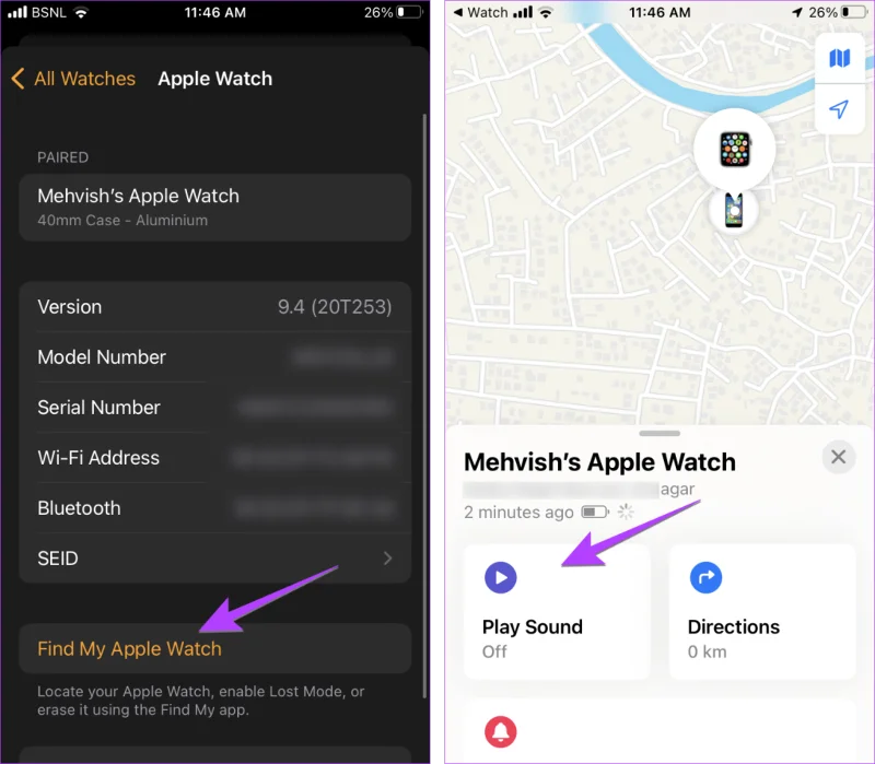 Come eseguire il ping di Apple Watch da iPhone e Vice Versa