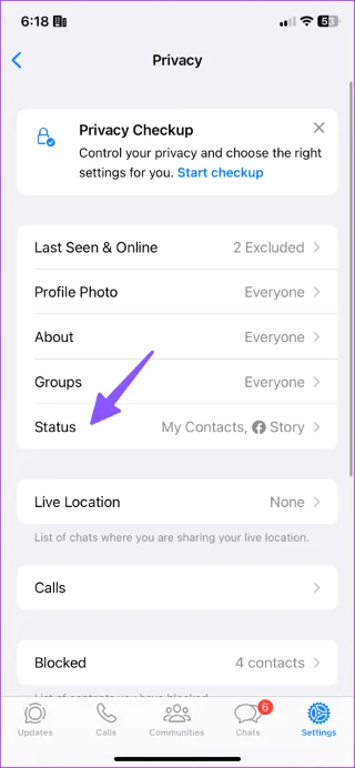 Come condividere automaticamente lo stato di WhatsApp come storia di Facebook