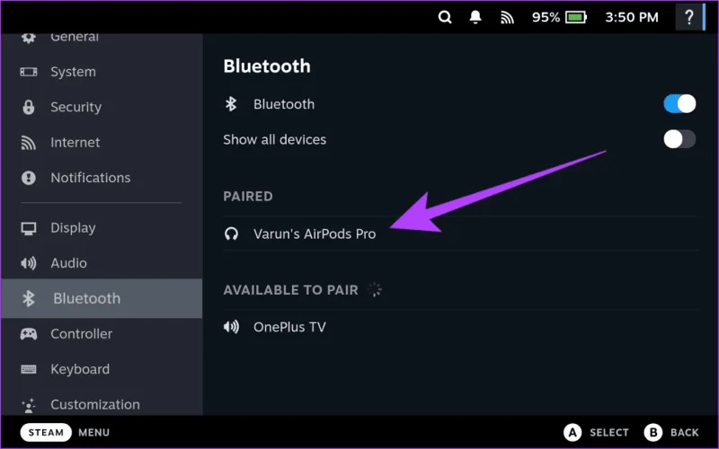 Cómo conectar AirPods y otros accesorios Bluetooth a Steam Deck