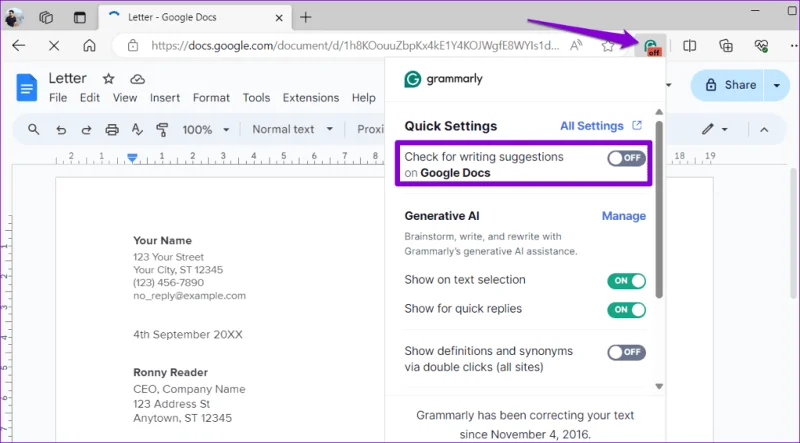 Le 7 principali correzioni per la grammatica che non funziona in Google Docs