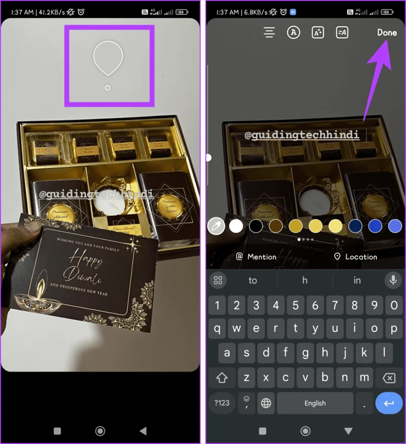 Come taggare/menzionare qualcuno nella storia di Instagram senza che venga mostrato